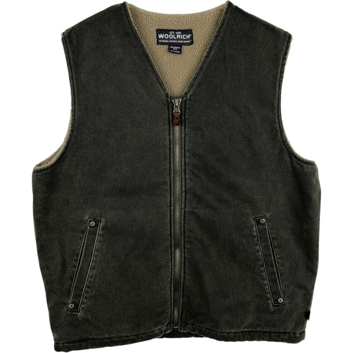Woolrich Boa Vest, Men's Size M (approx.) cotton Khaki type Vintage Second Hand