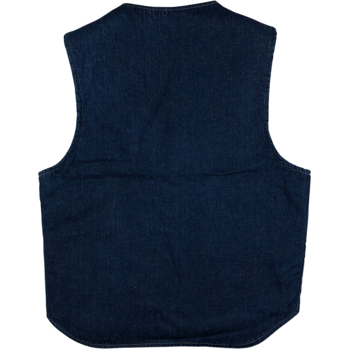 1970'S Weathercaster Bat-Dyed Denim Boa Vest, Made in USA, Men's Size M (Equivalent), Vintage unclear navy blue type Vintage Second Hand