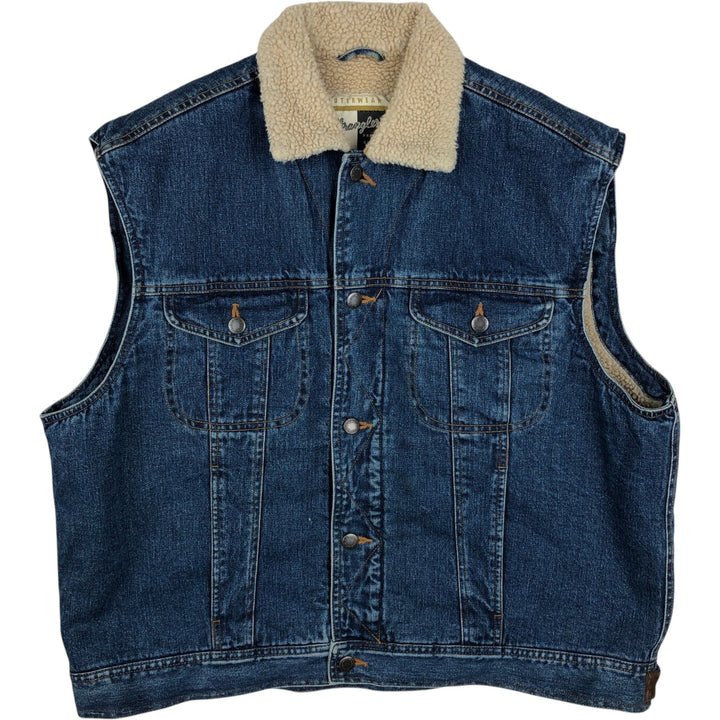 Big Size Wrangler Denim Boa Vest, Men's XXXL Equivalent, Vintage cotton blue type Vintage Second Hand