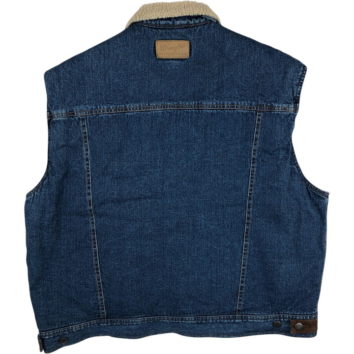 Big Size Wrangler Denim Boa Vest, Men's XXXL Equivalent, Vintage cotton blue type Vintage Second Hand