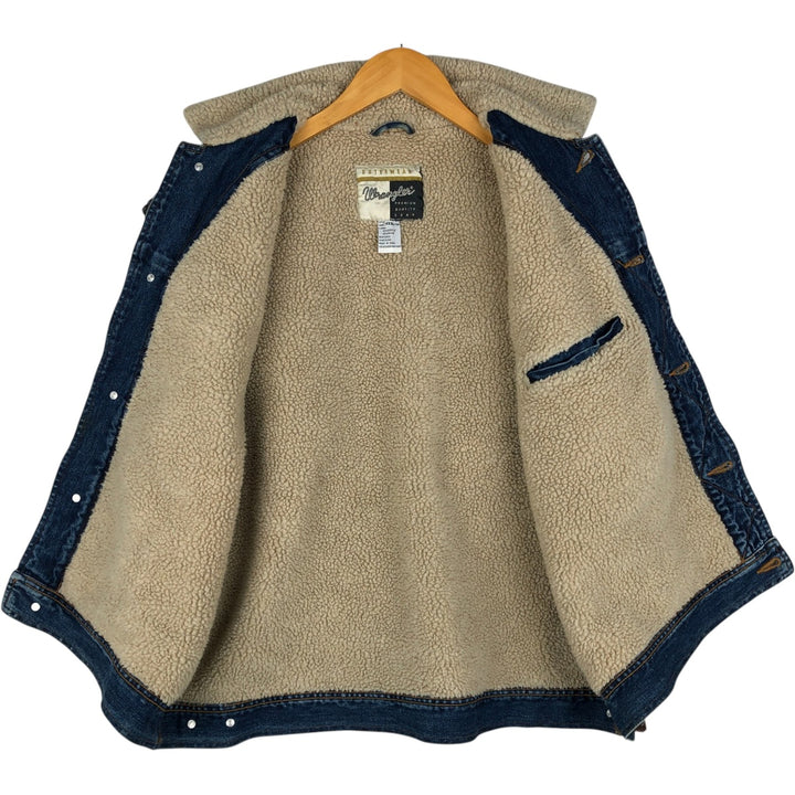 Big Size Wrangler Denim Boa Vest, Men's XXXL Equivalent, Vintage cotton blue type Vintage Second Hand