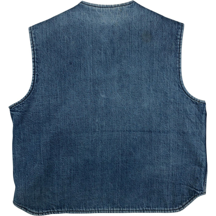 ~80'S Come on strong denim boa vest, made in USA, men's size XL equivalent, vintage. cotton blue type Vintage Second Hand