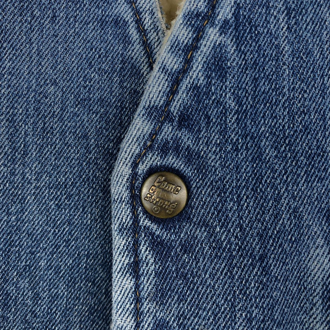 ~80'S Come on strong denim boa vest, made in USA, men's size XL equivalent, vintage. cotton blue type Vintage Second Hand