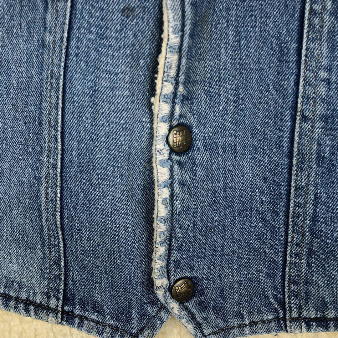 ~80'S Come on strong denim boa vest, made in USA, men's size XL equivalent, vintage. cotton blue type Vintage Second Hand