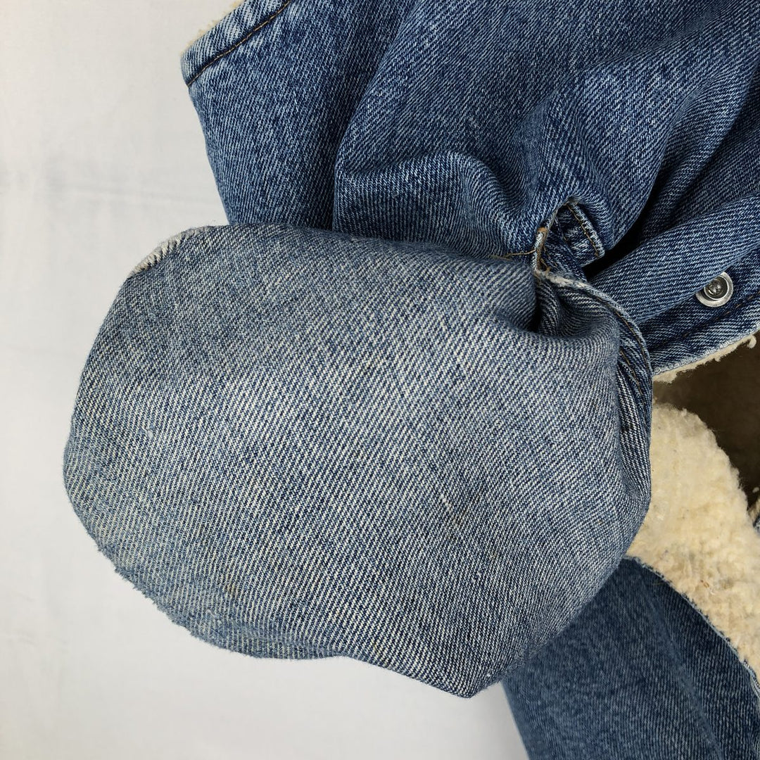 ~80'S Come on strong denim boa vest, made in USA, men's size XL equivalent, vintage. cotton blue type Vintage Second Hand