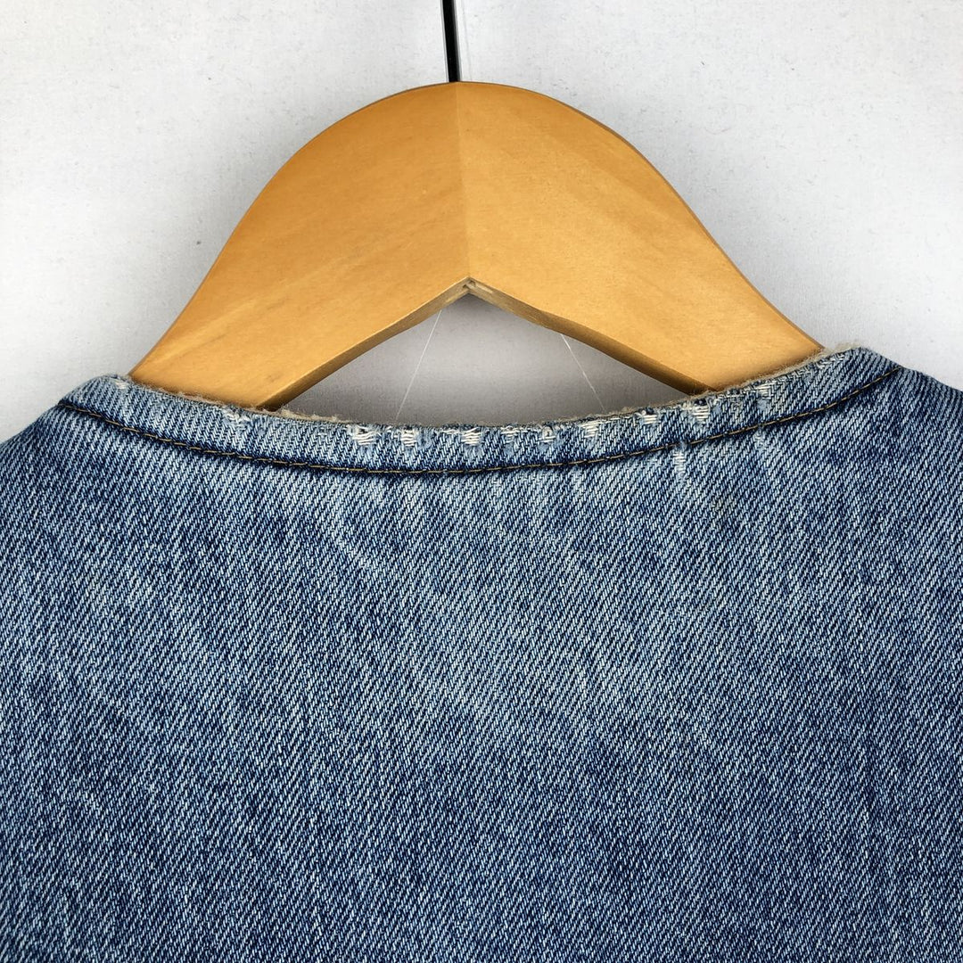 ~80'S Come on strong denim boa vest, made in USA, men's size XL equivalent, vintage. cotton blue type Vintage Second Hand