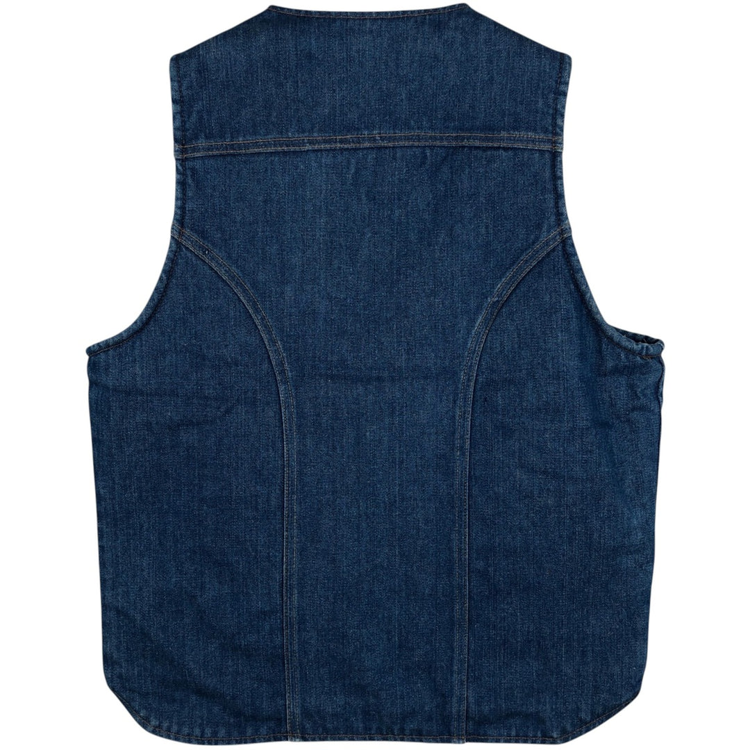 70s-80'S Wrangler NO-FAULT DENIMS denim boa vest, men's size M equivalent, vintage. unclear blue type Vintage Second Hand