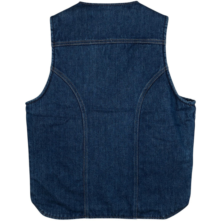 70s-80'S Wrangler NO-FAULT DENIMS denim boa vest, men's size M equivalent, vintage. unclear blue type Vintage Second Hand