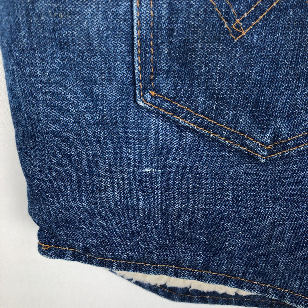 70s-80'S Wrangler NO-FAULT DENIMS denim boa vest, men's size M equivalent, vintage. unclear blue type Vintage Second Hand