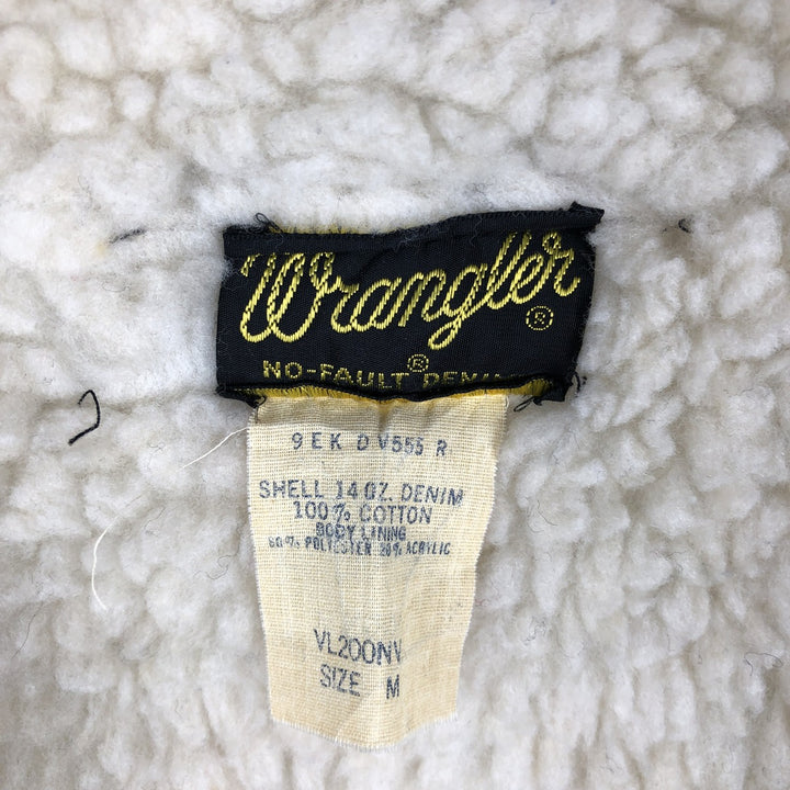 70s-80'S Wrangler NO-FAULT DENIMS Bat-dyed denim boa vest, men's size M equivalent, vintage. cotton blue type Vintage Second Hand