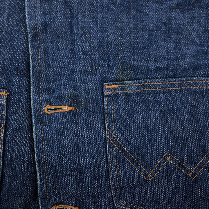70s-80'S Wrangler NO-FAULT DENIMS Bat-dyed denim boa vest, men's size M equivalent, vintage. cotton blue type Vintage Second Hand