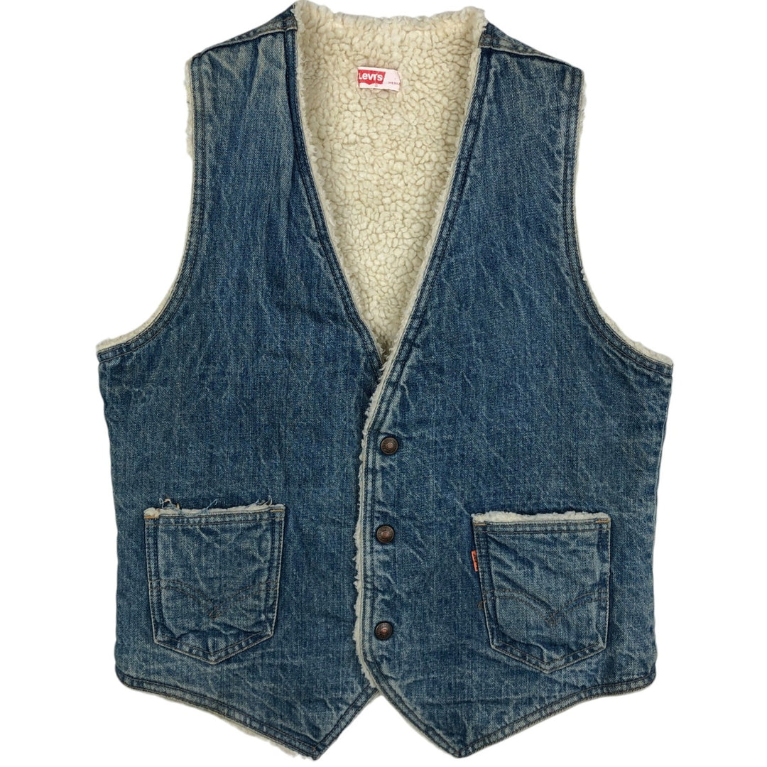 70s-80'S Levi's Orange Tab Denim Boa Vest, Made in USA, Men's Size M (approx.), Vintage cotton blue type Vintage Second Hand
