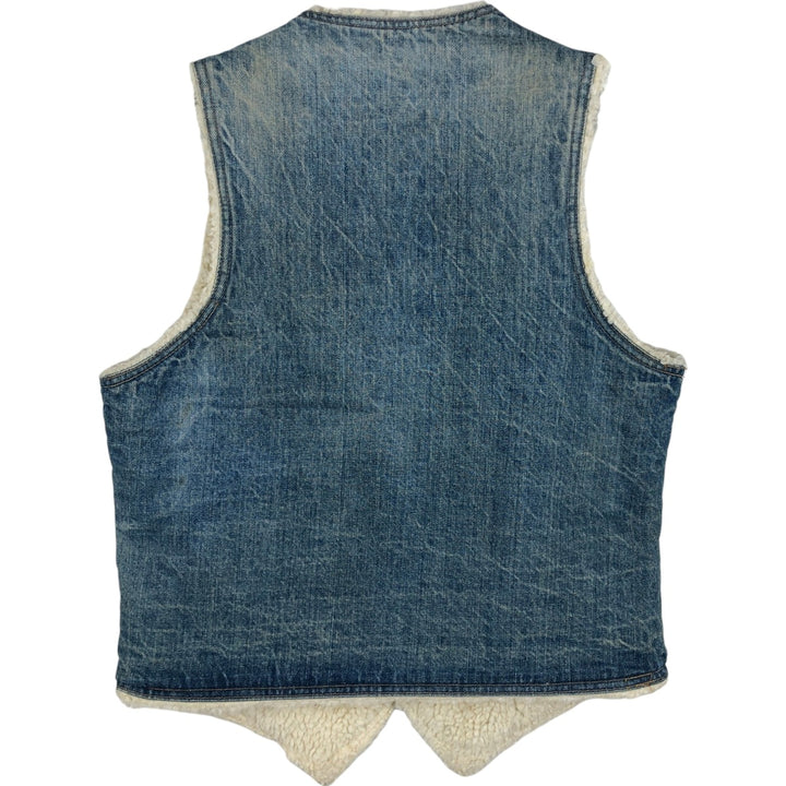 70s-80'S Levi's Orange Tab Denim Boa Vest, Made in USA, Men's Size M (approx.), Vintage cotton blue type Vintage Second Hand