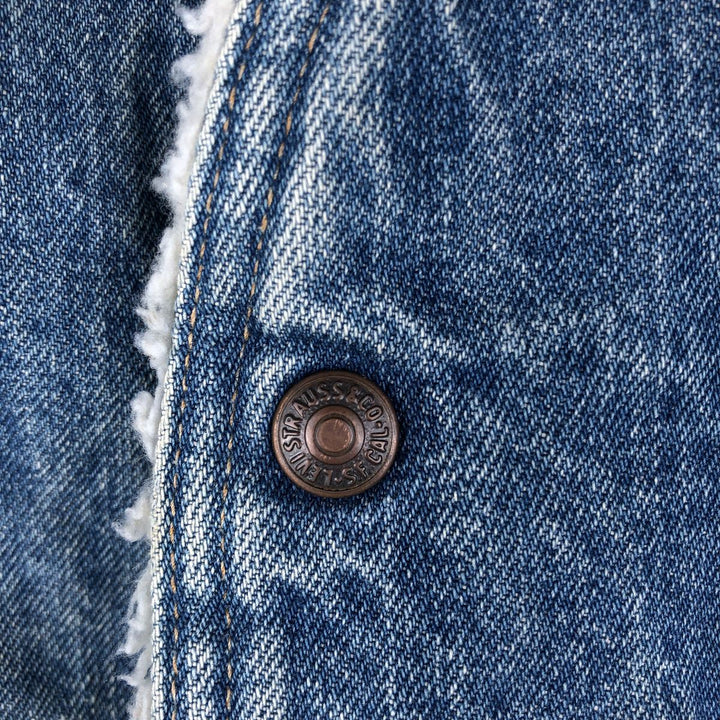70s-80'S Levi's Orange Tab Denim Boa Vest, Made in USA, Men's Size M (approx.), Vintage cotton blue type Vintage Second Hand
