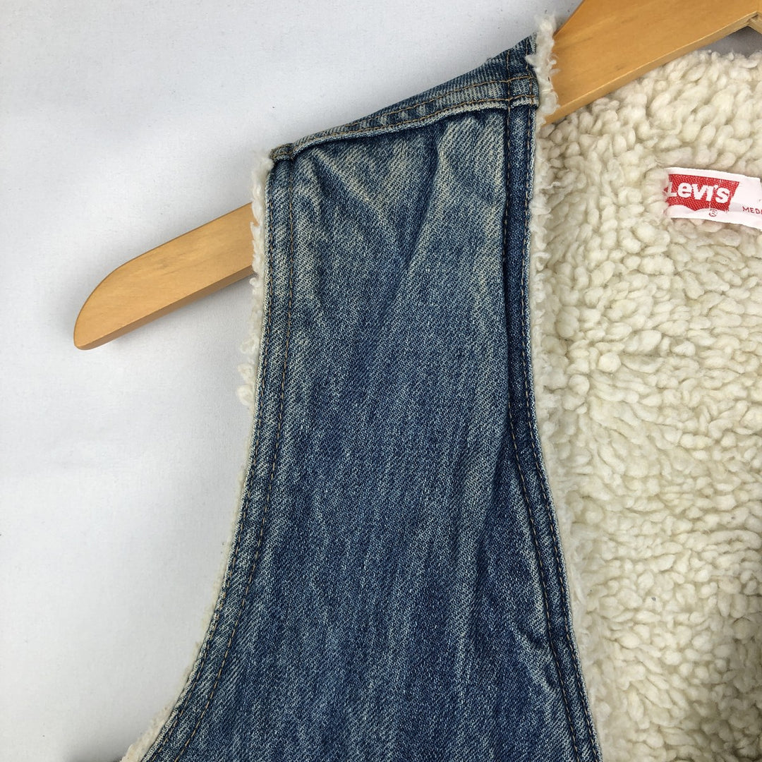 70s-80'S Levi's Orange Tab Denim Boa Vest, Made in USA, Men's Size M (approx.), Vintage cotton blue type Vintage Second Hand