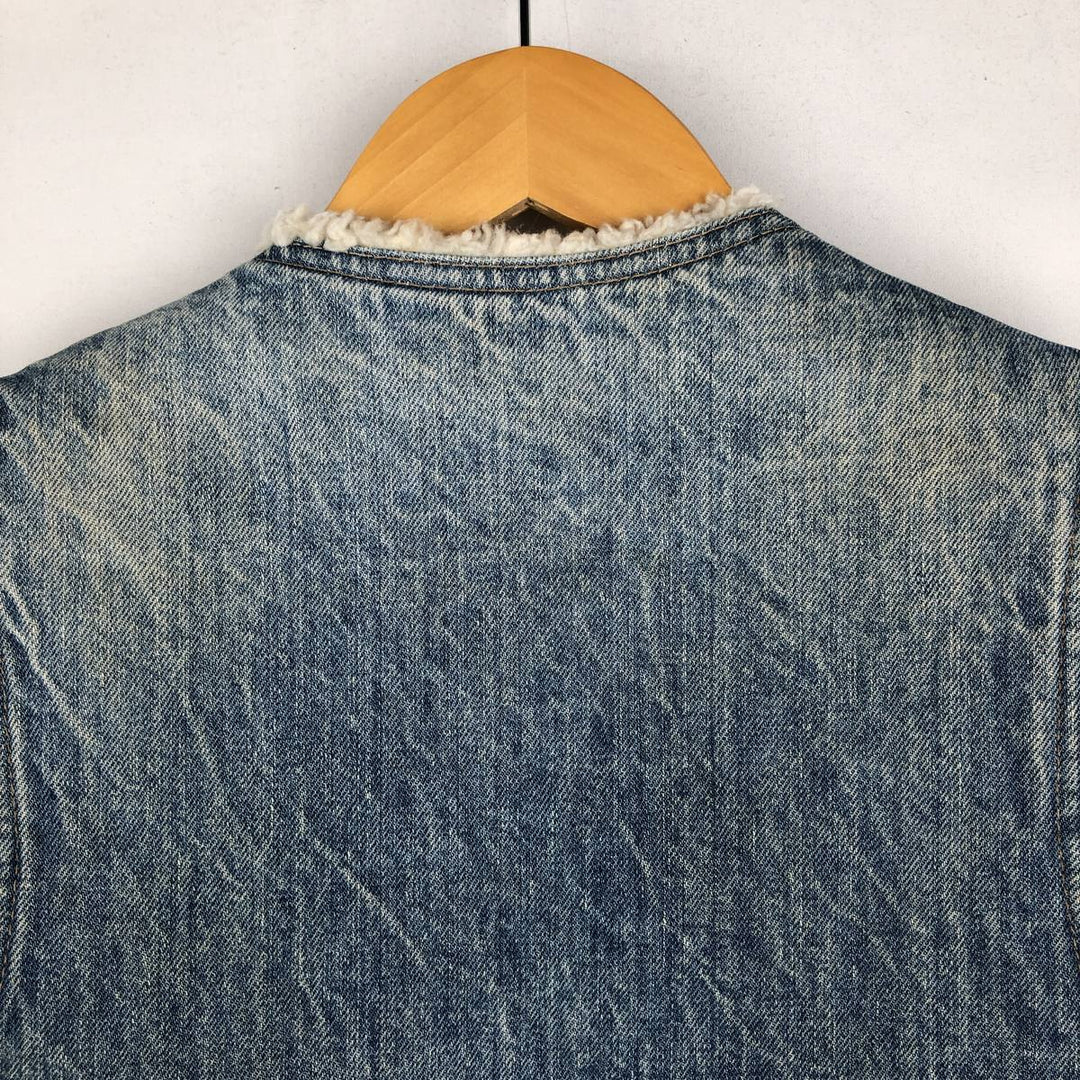 70s-80'S Levi's Orange Tab Denim Boa Vest, Made in USA, Men's Size M (approx.), Vintage cotton blue type Vintage Second Hand