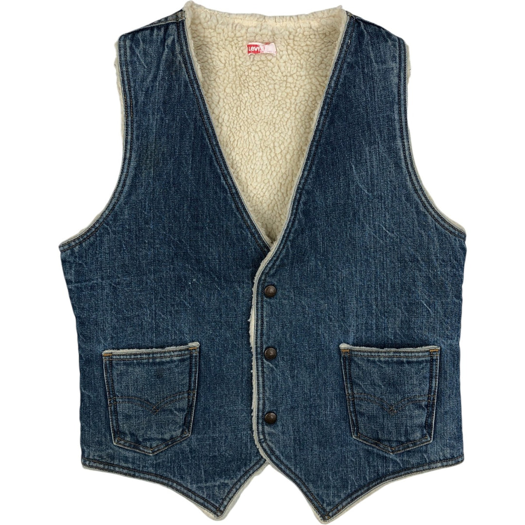 70s-80'S Levi's denim boa vest, made in USA, men's size M equivalent, vintage. cotton blue type Vintage Second Hand