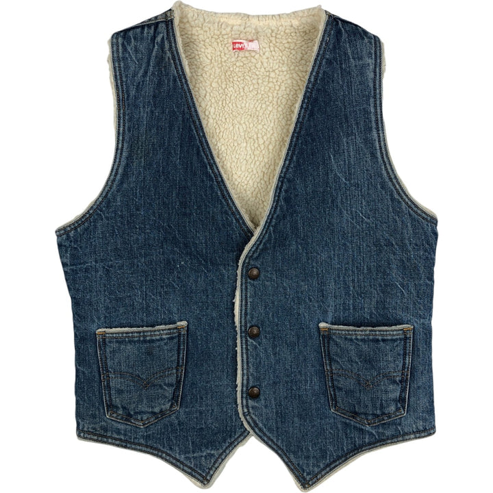 70s-80'S Levi's denim boa vest, made in USA, men's size M equivalent, vintage. cotton blue type Vintage Second Hand
