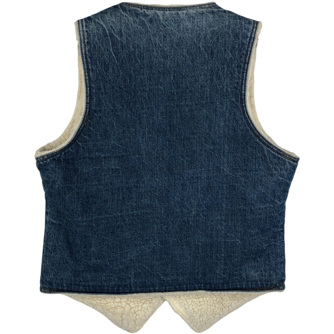 70s-80'S Levi's denim boa vest, made in USA, men's size M equivalent, vintage. cotton blue type Vintage Second Hand
