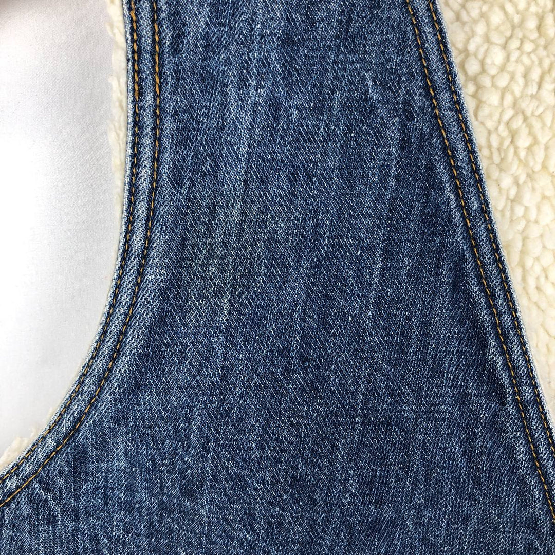 70s-80'S Levi's denim boa vest, made in USA, men's size M equivalent, vintage. cotton blue type Vintage Second Hand