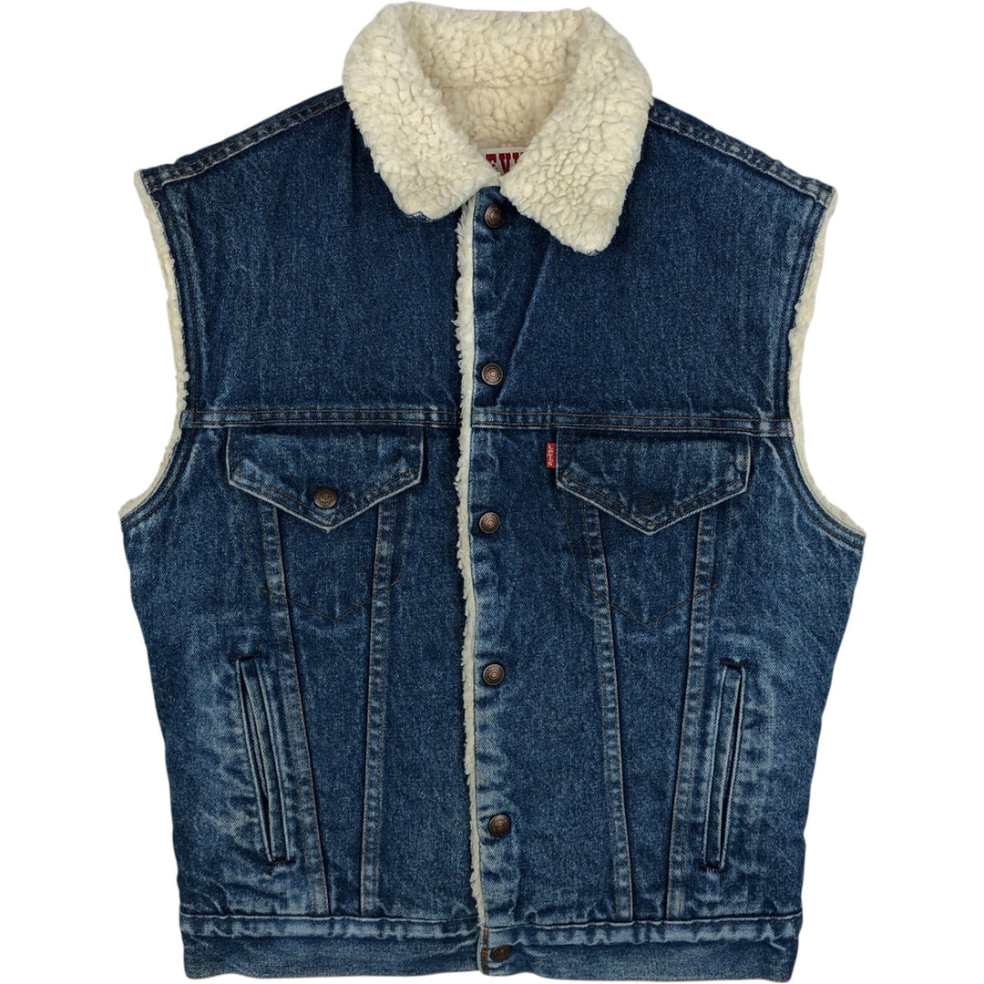 80s-90'S Levi's denim boa vest, made in USA, men's size S. cotton blue type Vintage Second Hand