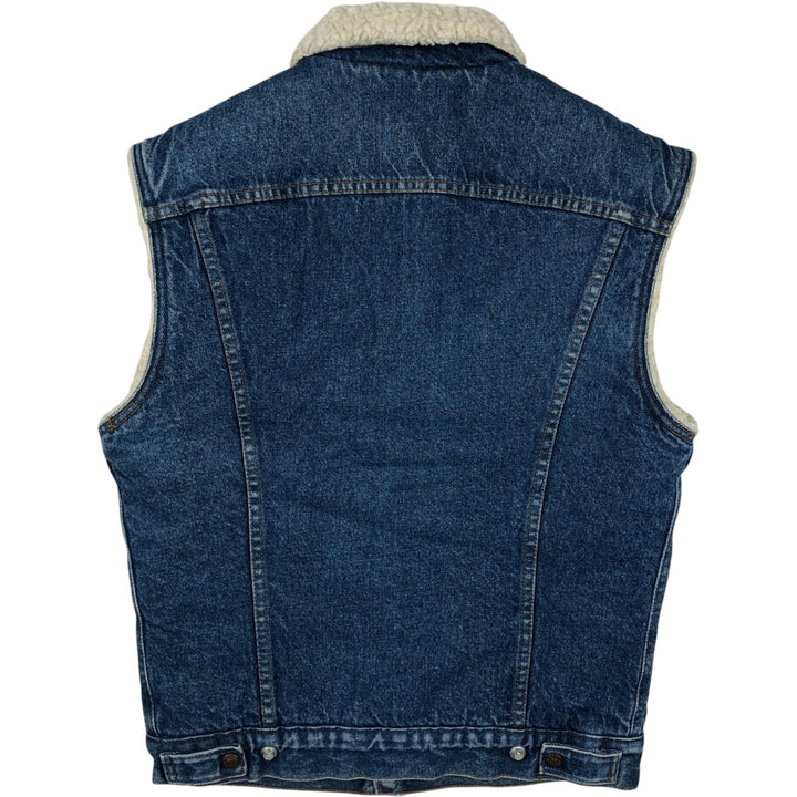 80s-90'S Levi's denim boa vest, made in USA, men's size S. cotton blue type Vintage Second Hand