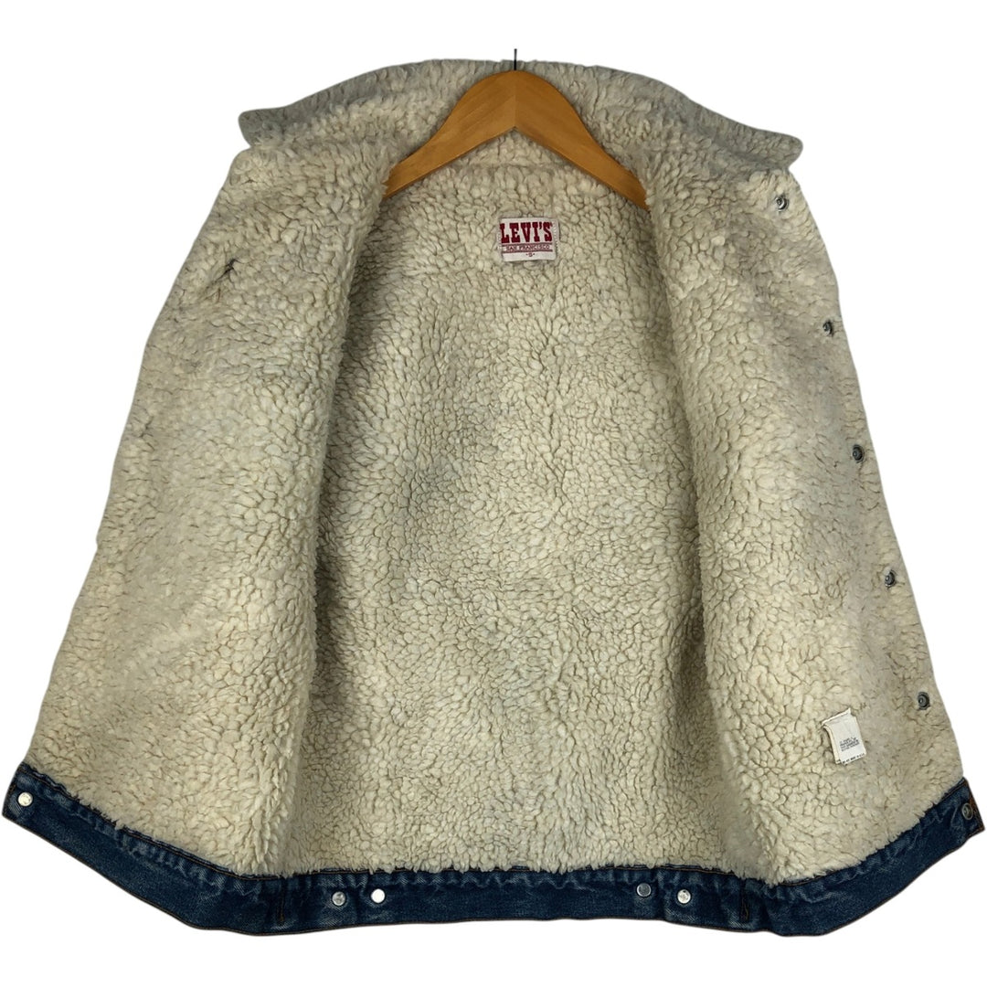 80s-90'S Levi's denim boa vest, made in USA, men's size S. cotton blue type Vintage Second Hand