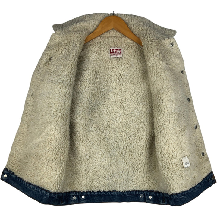 80s-90'S Levi's denim boa vest, made in USA, men's size S. cotton blue type Vintage Second Hand