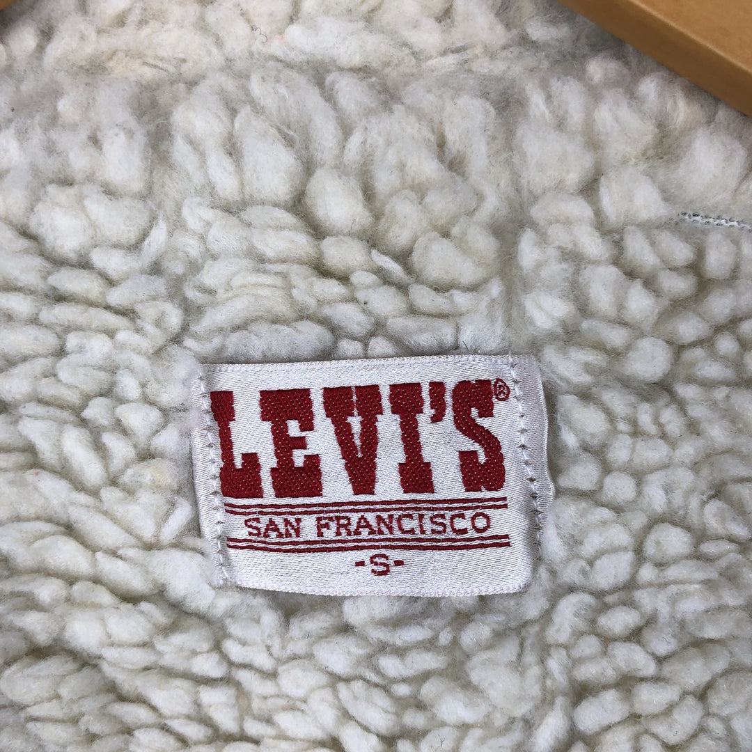 80s-90'S Levi's denim boa vest, made in USA, men's size S. cotton blue type Vintage Second Hand