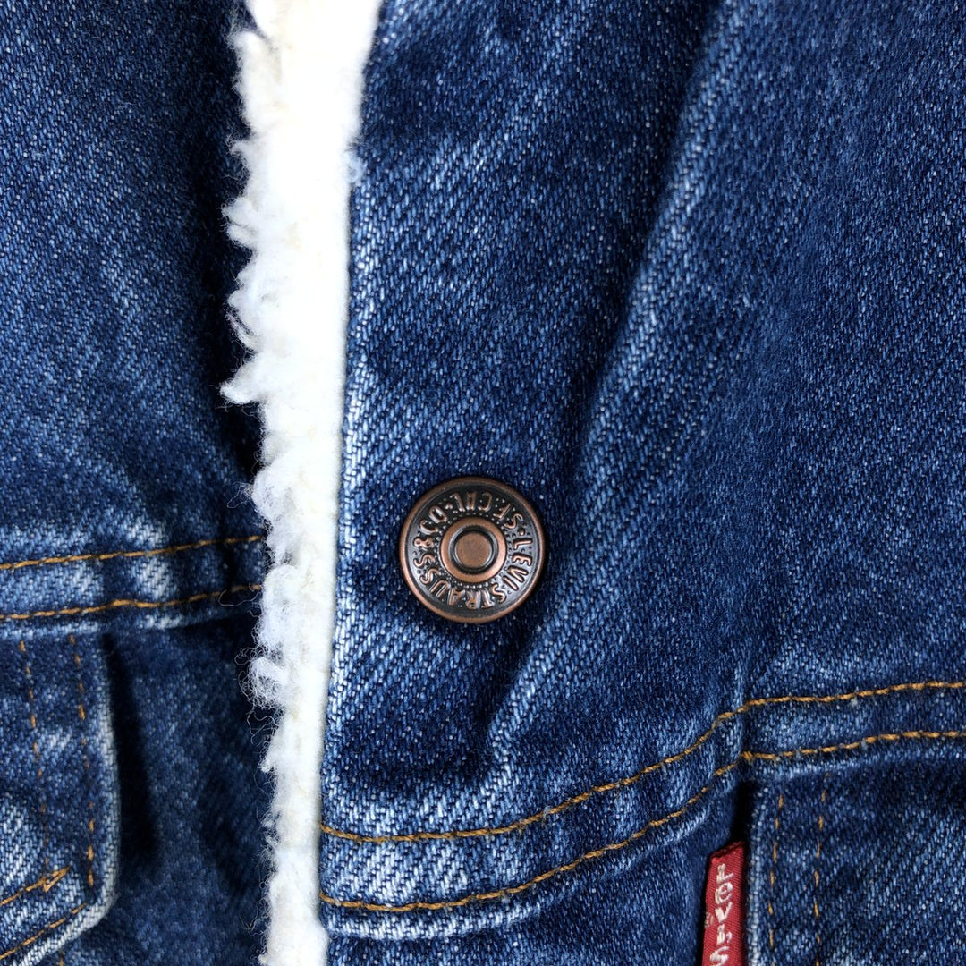80s-90'S Levi's denim boa vest, made in USA, men's size S. cotton blue type Vintage Second Hand