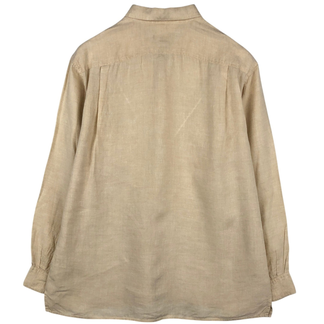 Eddie Bauer Long-Sleeve Linen Box Shirt, Men's Size L (approx.) linen Beige type Vintage Second Hand