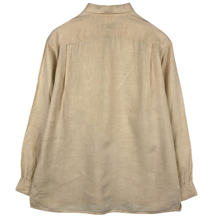 Eddie Bauer Long-Sleeve Linen Box Shirt, Men's Size L (approx.) linen Beige type Vintage Second Hand