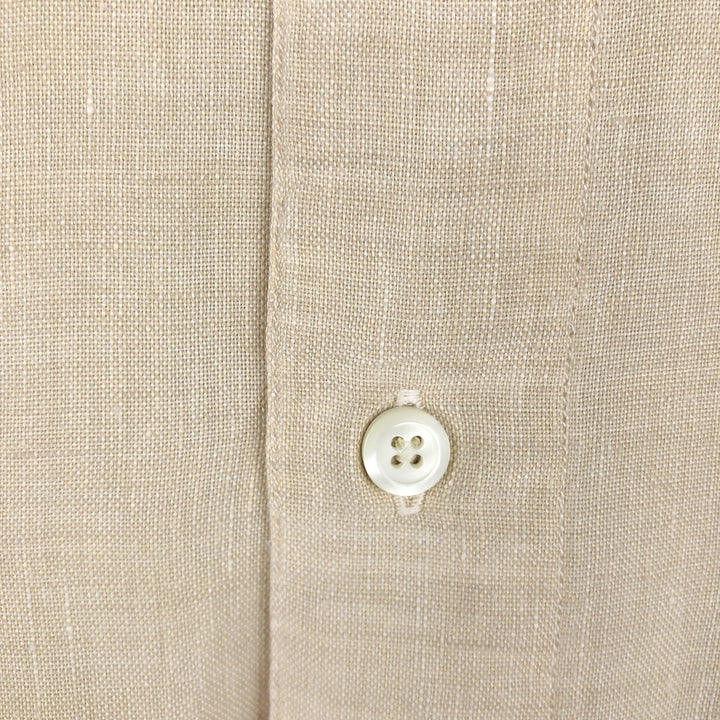 Eddie Bauer Long-Sleeve Linen Box Shirt, Men's Size L (approx.) linen Beige type Vintage Second Hand