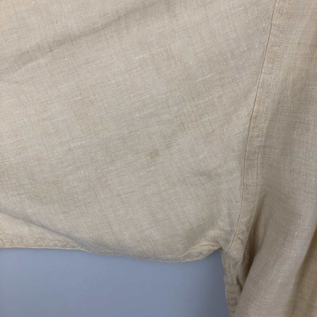 Eddie Bauer Long-Sleeve Linen Box Shirt, Men's Size L (approx.) linen Beige type Vintage Second Hand