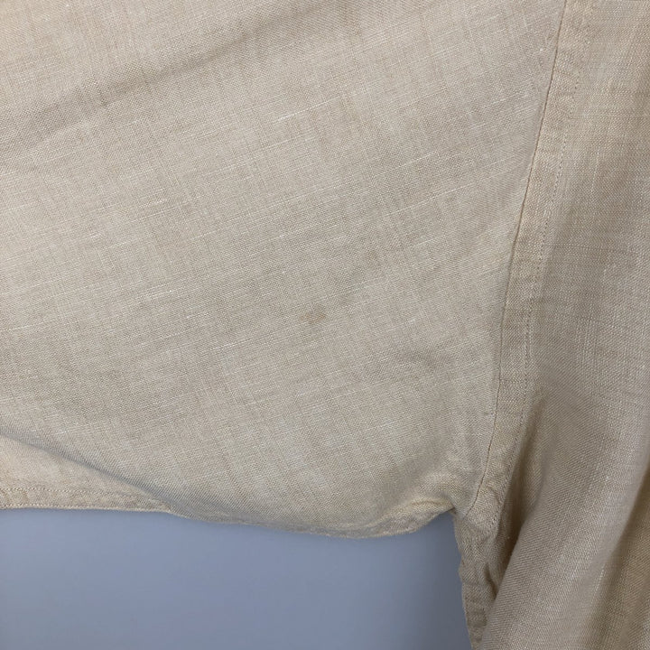 Eddie Bauer Long-Sleeve Linen Box Shirt, Men's Size L (approx.) linen Beige type Vintage Second Hand