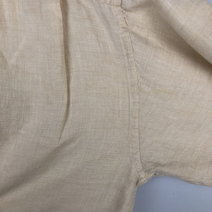 Eddie Bauer Long-Sleeve Linen Box Shirt, Men's Size L (approx.) linen Beige type Vintage Second Hand