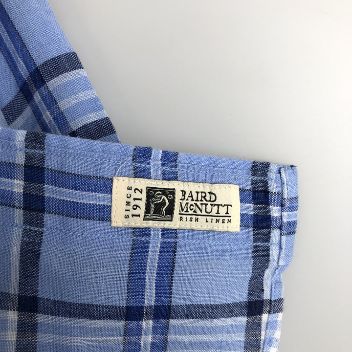 Brooks Brothers Est. 1818 REGENT Check Pattern Long Sleeve Linen Button-Down Shirt, Men's Size Medium linen blue type Vintage Second Hand