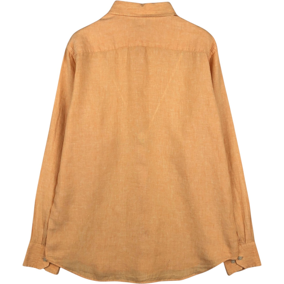 2000'S Banana Republic Long-Sleeve Linen Shirt, Men's Size M (approx.) linen orange type Vintage Second Hand