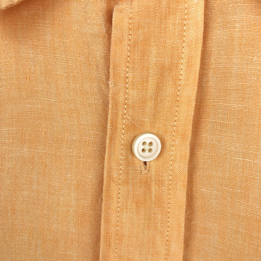 2000'S Banana Republic Long-Sleeve Linen Shirt, Men's Size M (approx.) linen orange type Vintage Second Hand