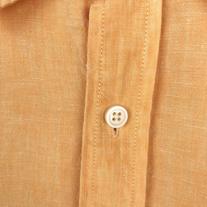 2000'S Banana Republic Long-Sleeve Linen Shirt, Men's Size M (approx.) linen orange type Vintage Second Hand