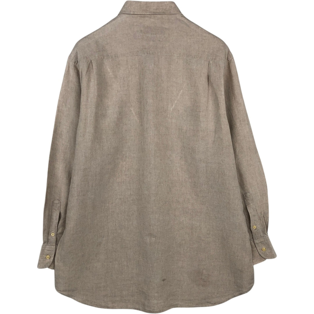 Paul & Shark long-sleeved linen shirt, made in Italy, men's size L equivalent. linen Beige type Vintage Second Hand