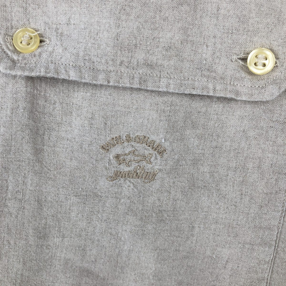 Paul & Shark long-sleeved linen shirt, made in Italy, men's size L equivalent. linen Beige type Vintage Second Hand