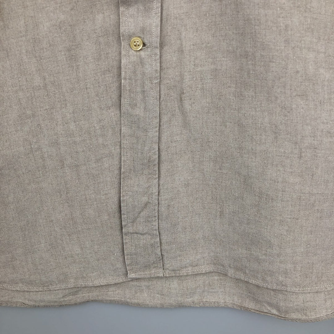 Paul & Shark long-sleeved linen shirt, made in Italy, men's size L equivalent. linen Beige type Vintage Second Hand