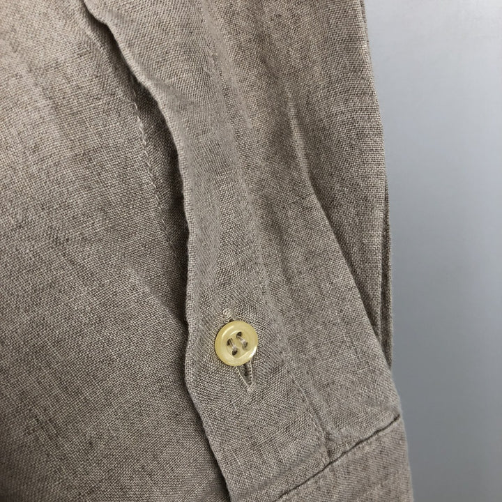 Paul & Shark long-sleeved linen shirt, made in Italy, men's size L equivalent. linen Beige type Vintage Second Hand