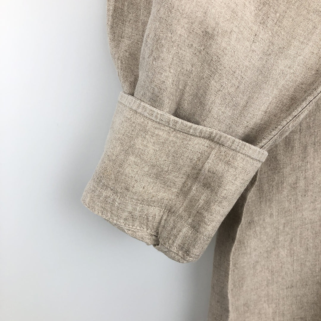 Paul & Shark long-sleeved linen shirt, made in Italy, men's size L equivalent. linen Beige type Vintage Second Hand