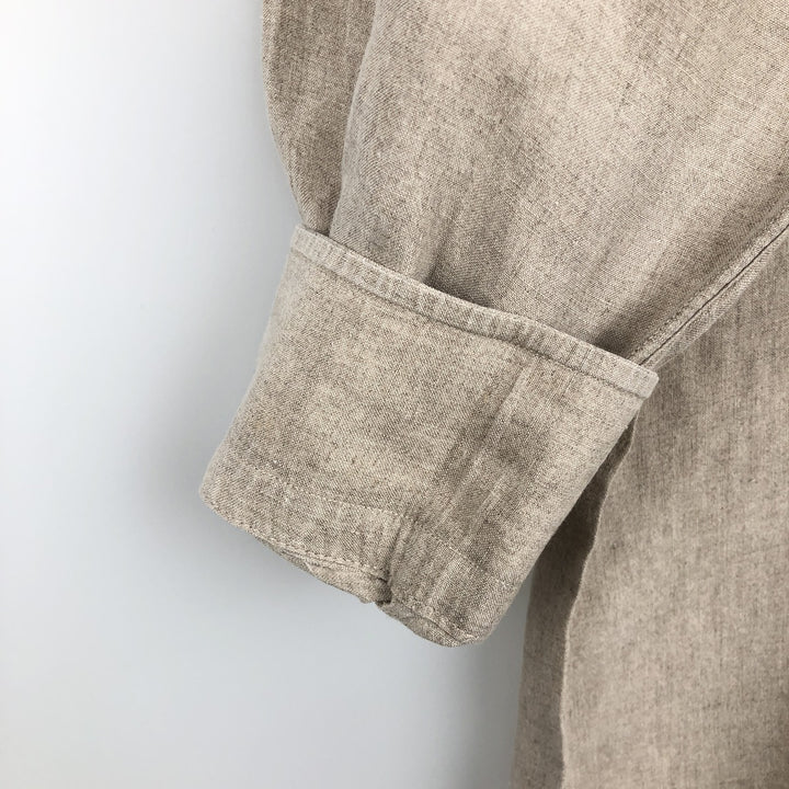 Paul & Shark long-sleeved linen shirt, made in Italy, men's size L equivalent. linen Beige type Vintage Second Hand