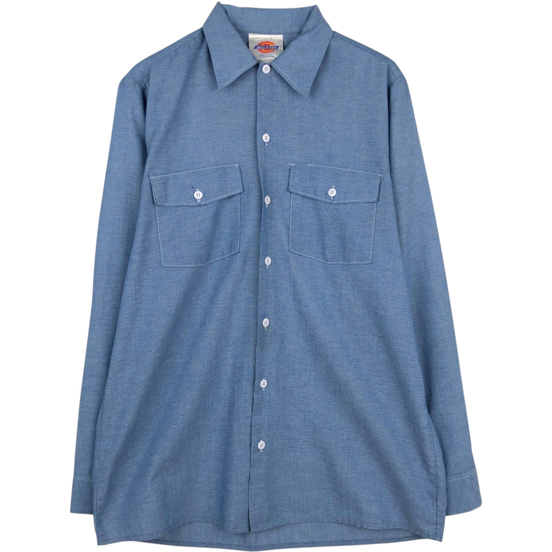 ~90'S Dickies Long-Sleeve Work Shirt, Men's Size M (Equivalent), Vintage unclear blue type Vintage Second Hand