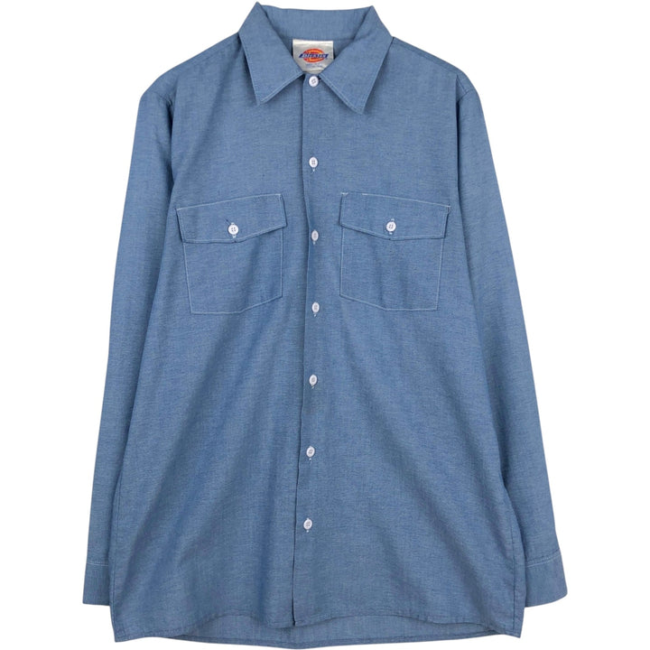 ~90'S Dickies Long-Sleeve Work Shirt, Men's Size M (Equivalent), Vintage unclear blue type Vintage Second Hand