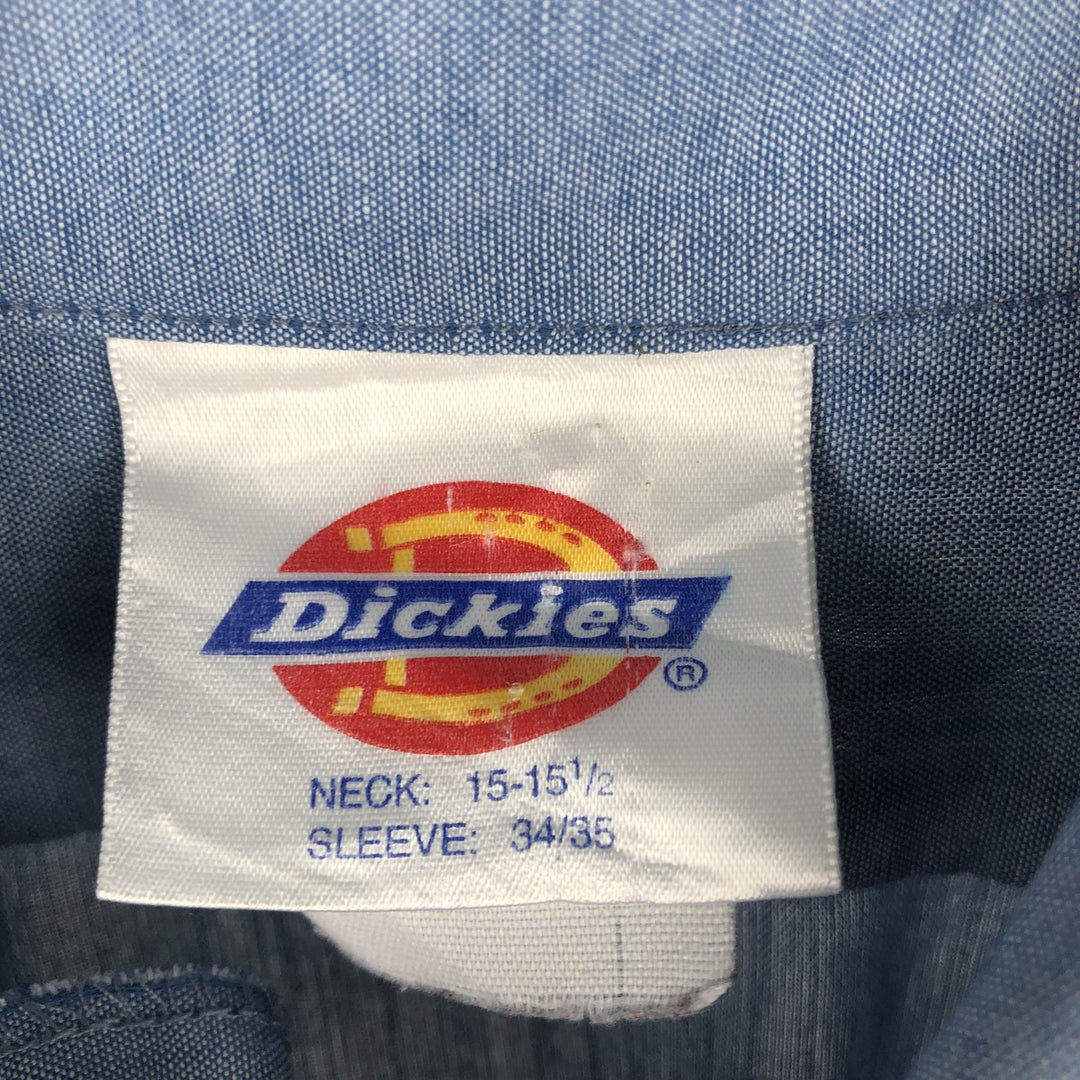 ~90'S Dickies Long-Sleeve Work Shirt, Men's Size M (Equivalent), Vintage unclear blue type Vintage Second Hand