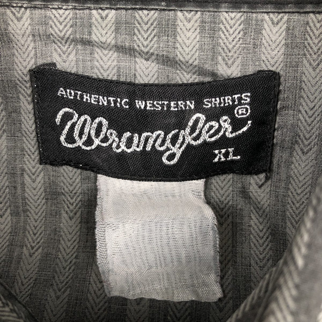 Wrangler all-over stripe pattern long-sleeved Western shirt, men's size XL equivalent, vintage. unclear gray type Vintage Second Hand